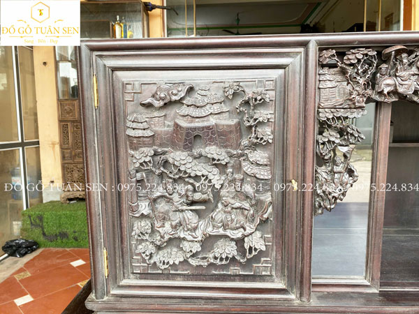 Nét đẹp tủ chè gỗ gụ hàng đục tay 